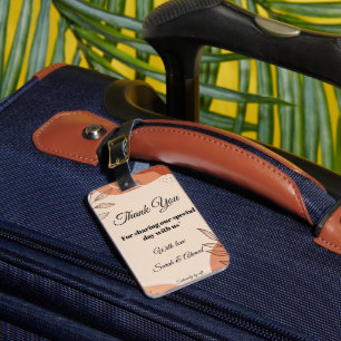 Personlig bröllop tack resväskemärke Elega Bagagebricka