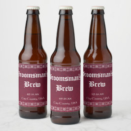 Personlig Bröllop Velvet Ölflaska Etikett