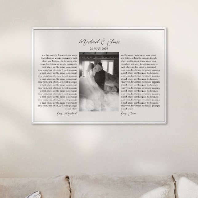 Personlig Bröllop Vows Photo Keepsak Fototryck (Keep your wedding vows forever in a framed keepsake! )