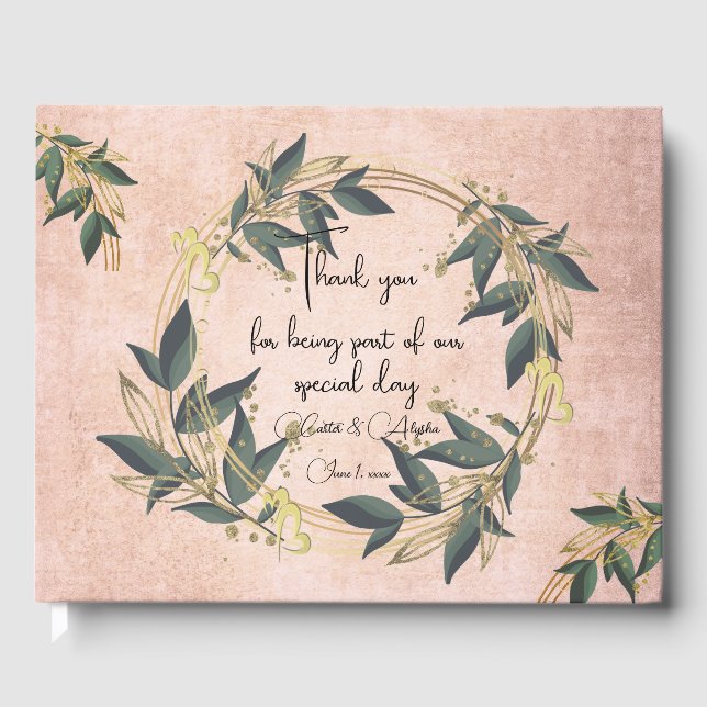 Personlig bröllops-olivkrans gästbok (Framsida)