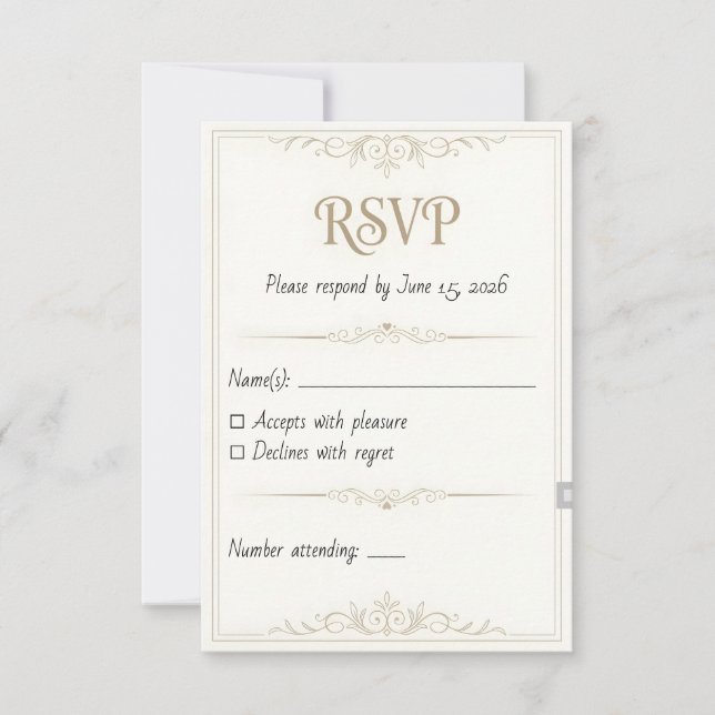 Personlig bröllops-RSVP-kort – 3,5x5 utskrivbar OSA Kort (Framsida)