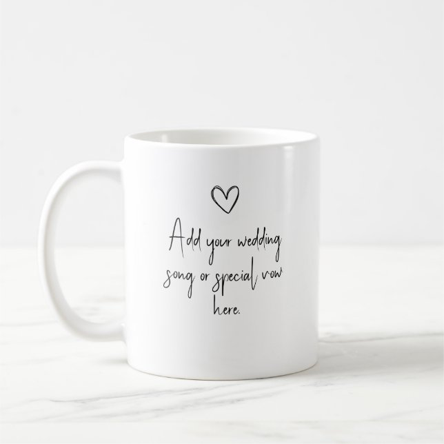 Personlig bröllops sångtext eller löftesmugg kaffemugg (Vänster)