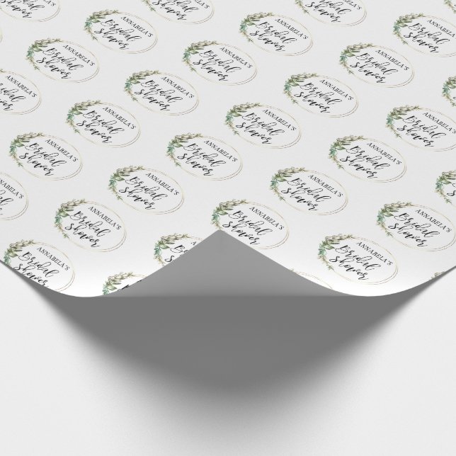 Personlig bröllopsdusch Grön krans  Presentpapper (Hörn)