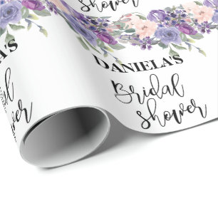 Personlig bröllopsdusch Violett Blommig Inpackning Presentpapper