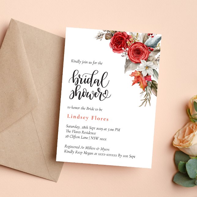 Personlig Bröllopsfest Blommig Ros Grönska Inbjudningar (Personalized bridal shower floral rose greenery invitation adds fresh romantic charm to celebrations)
