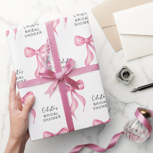 Personlig bröllopsfest med rosa slinga presentpapper
