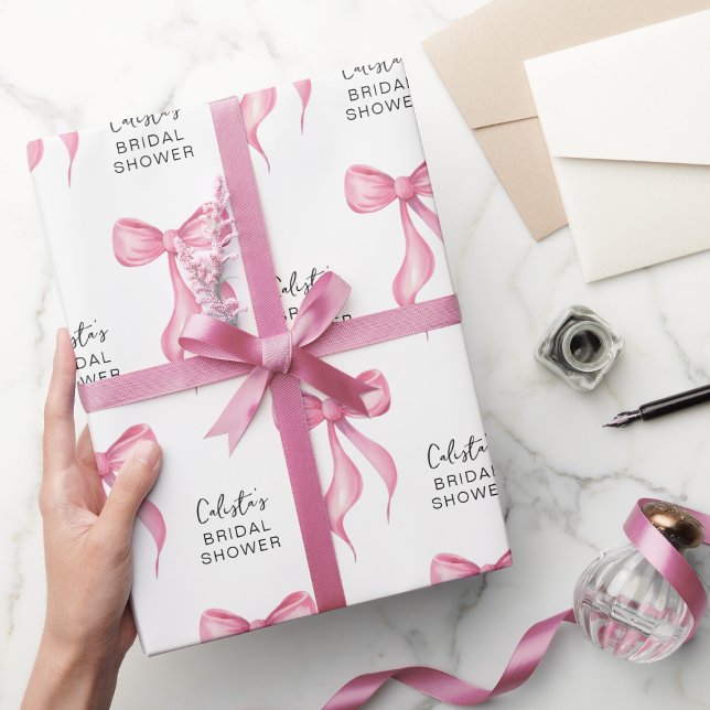 Personlig bröllopsfest med rosa slinga presentpapper (Skapare uppladdad)
