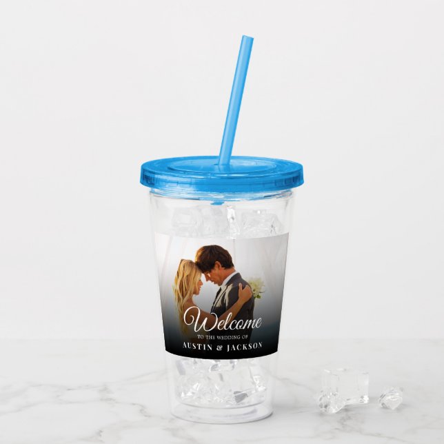Personlig bröllopsfoto take away mugg (Baksida Ice)