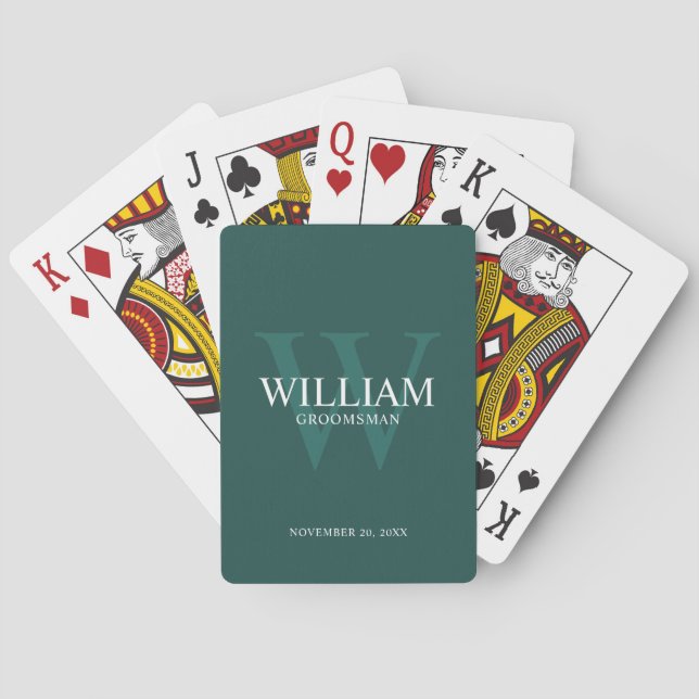 Personlig Bröllopsgäst Monogram & Namn Casinokort (Baksidan)