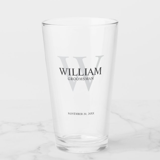 Personlig Bröllopsgäst Monogram & Namn Glaskopp (Framsida)