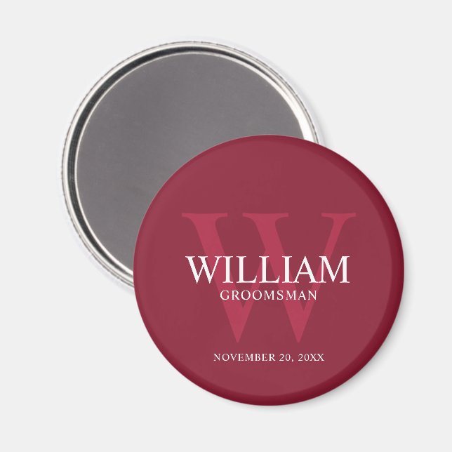 Personlig Bröllopsgäst Monogram & Namn Magnet (Front/Back)