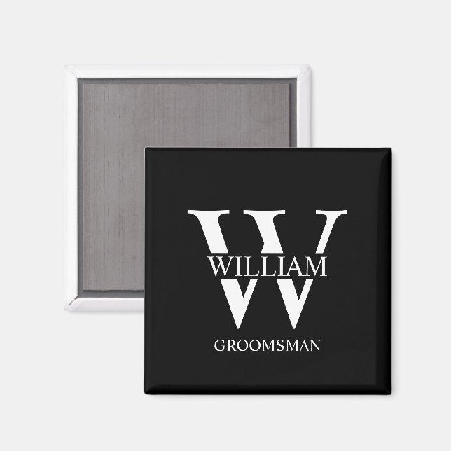 Personlig Bröllopsgäst Monogram & Namn Magnet (Front/Back)