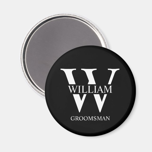 Personlig Bröllopsgäst Monogram & Namn Magnet (Front/Back)