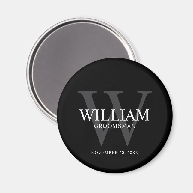 Personlig Bröllopsgäst Monogram & Namn Magnet (Front/Back)