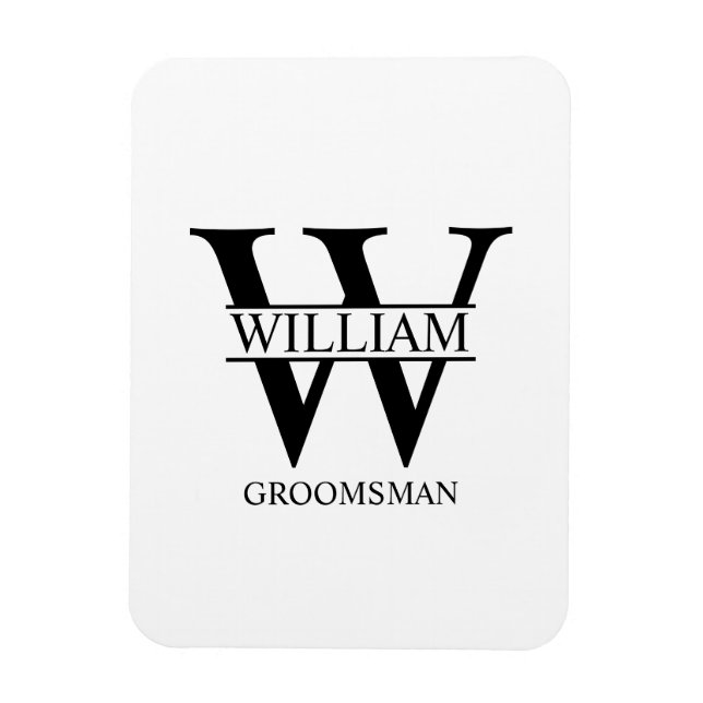 Personlig Bröllopsgäst Monogram & Namn Magnet (Vertikal)