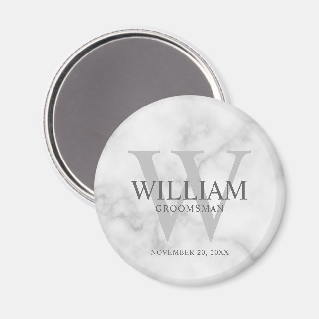 Personlig Bröllopsgäst Monogram & Namn Magnet (Front/Back)