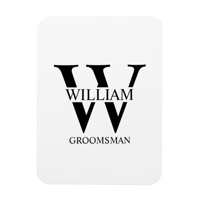 Personlig Bröllopsgäst Monogram & Namn Magnet (Vertikal)