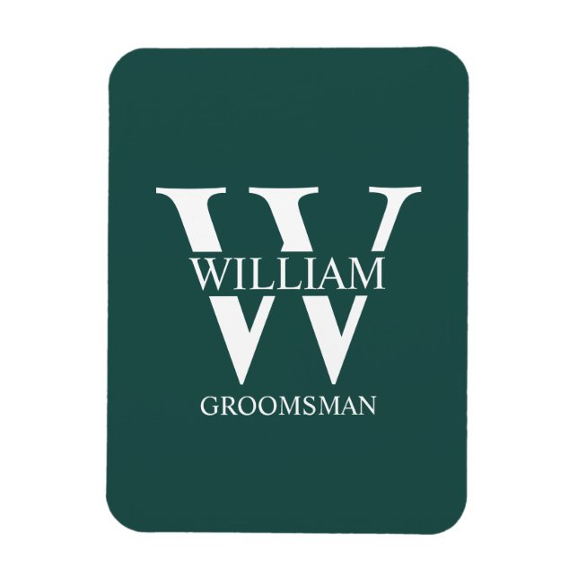 Personlig Bröllopsgäst Monogram & Namn Magnet (Vertikal)