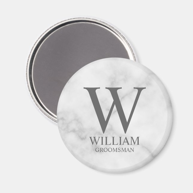 Personlig Bröllopsgäst Monogram & Namn Magnet (Front/Back)