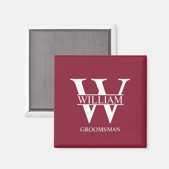 Personlig Bröllopsgäst Monogram & Namn Magnet (Front/Back)