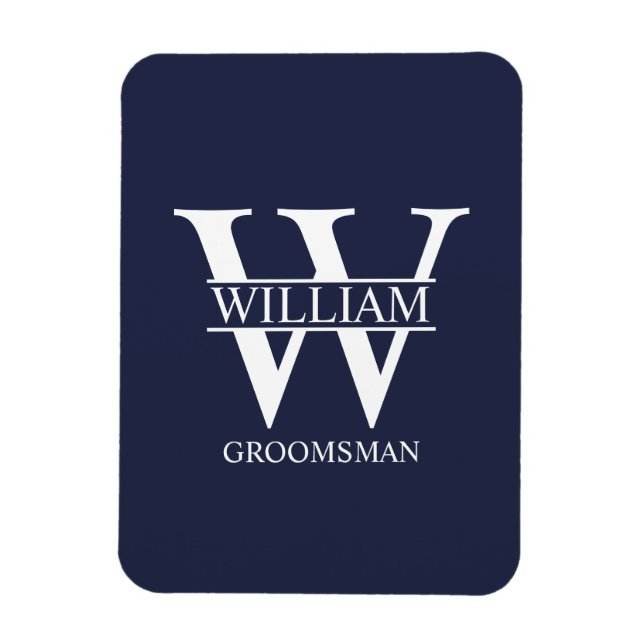 Personlig Bröllopsgäst Monogram & Namn Magnet (Vertikal)