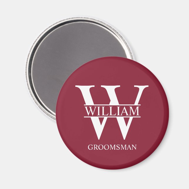 Personlig Bröllopsgäst Monogram & Namn Magnet (Front/Back)