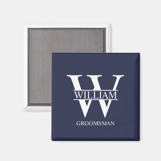 Personlig Bröllopsgäst Monogram & Namn Magnet (Front/Back)
