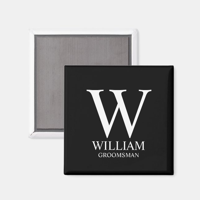 Personlig Bröllopsgäst Monogram & Namn Magnet (Front/Back)