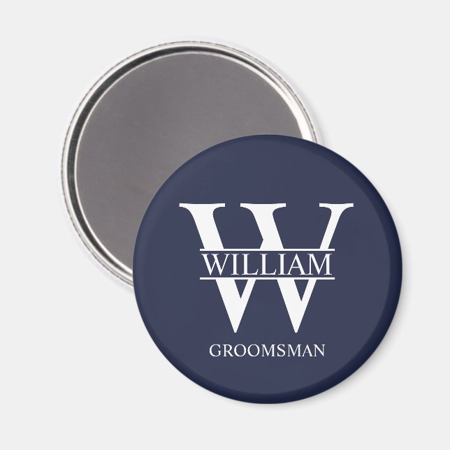 Personlig Bröllopsgäst Monogram & Namn Magnet (Front/Back)