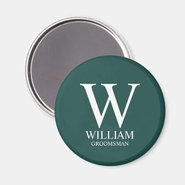 Personlig Bröllopsgäst Monogram & Namn Magnet (Front/Back)