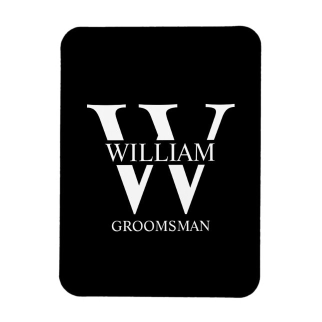 Personlig Bröllopsgäst Monogram & Namn Magnet (Vertikal)