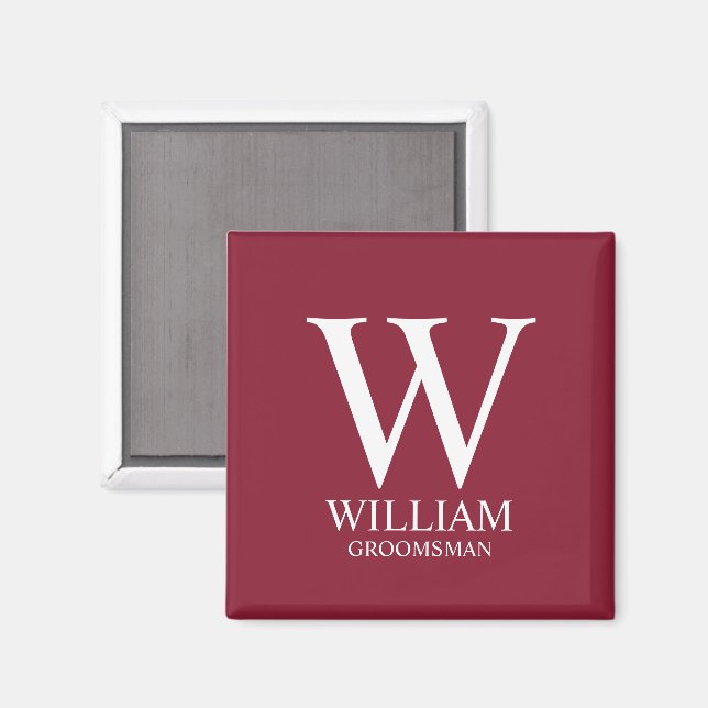 Personlig Bröllopsgäst Monogram & Namn Magnet (Front/Back)