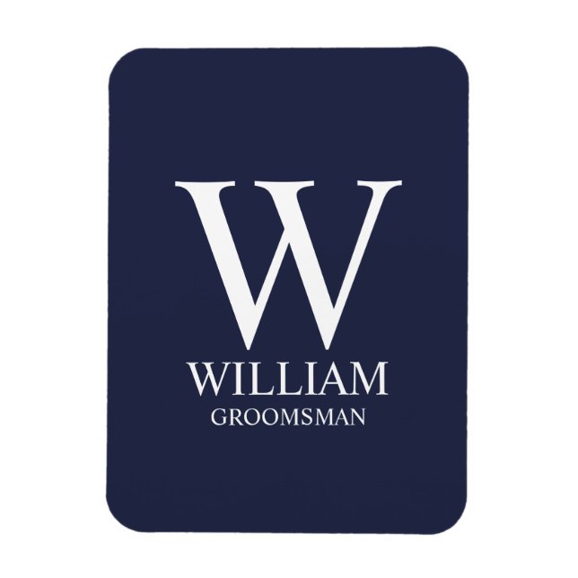 Personlig Bröllopsgäst Monogram & Namn Magnet (Vertikal)
