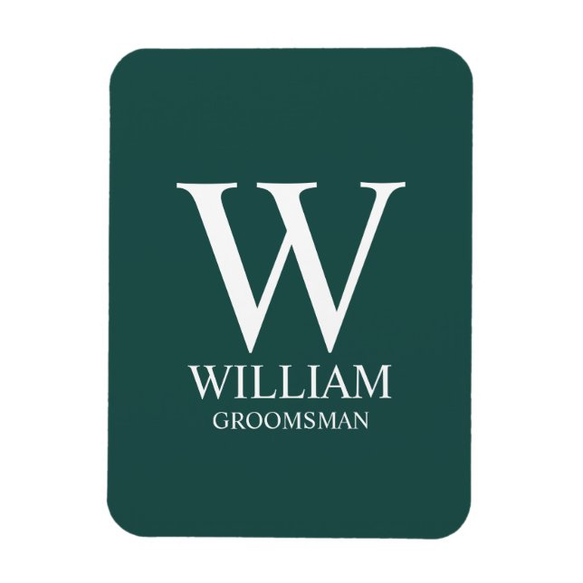 Personlig Bröllopsgäst Monogram & Namn Magnet (Vertikal)