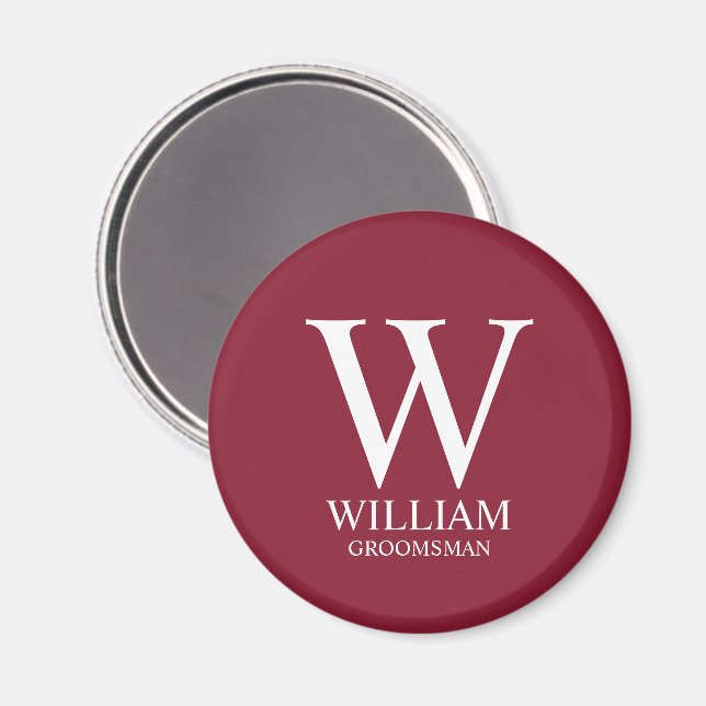 Personlig Bröllopsgäst Monogram & Namn Magnet (Front/Back)