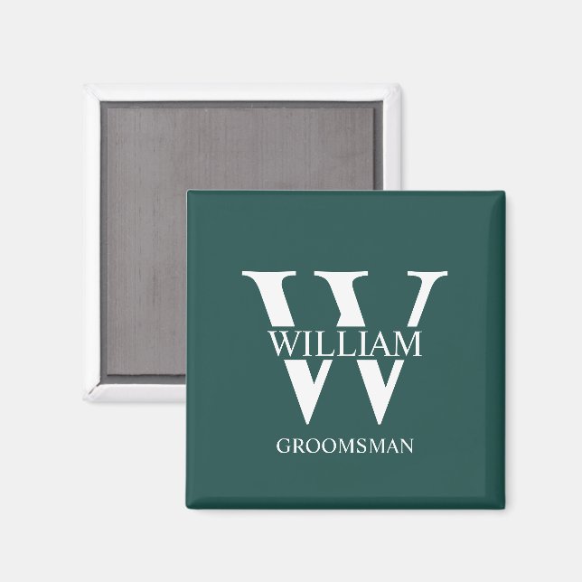 Personlig Bröllopsgäst Monogram & Namn Magnet (Front/Back)
