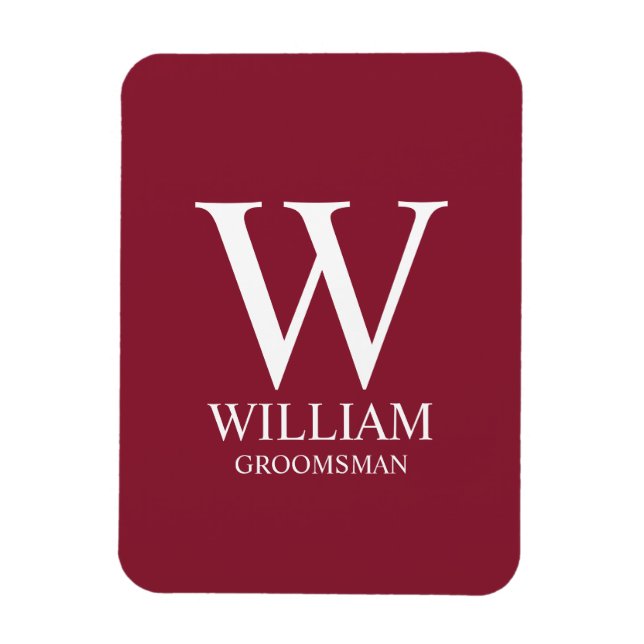 Personlig Bröllopsgäst Monogram & Namn Magnet (Vertikal)