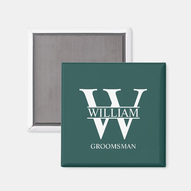 Personlig Bröllopsgäst Monogram & Namn Magnet (Front/Back)