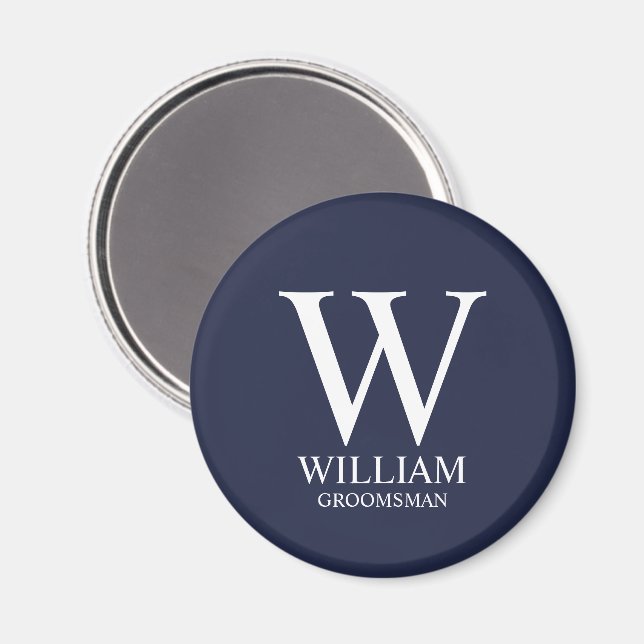 Personlig Bröllopsgäst Monogram & Namn Magnet (Front/Back)