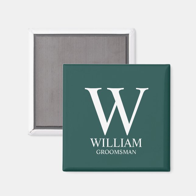 Personlig Bröllopsgäst Monogram & Namn Magnet (Front/Back)