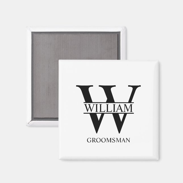 Personlig Bröllopsgäst Monogram & Namn Magnet (Front/Back)