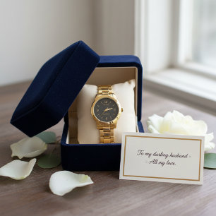 Personlig Bröllopsgåva från Groom  Elegant Guld &  Armbandsur