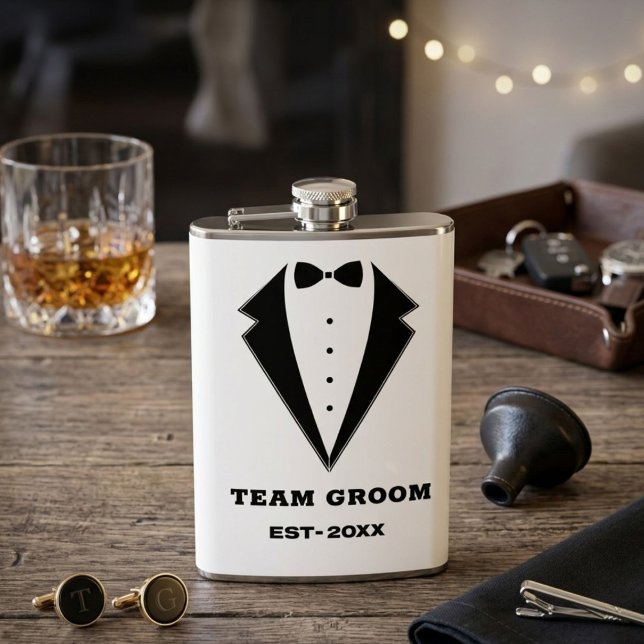 Personlig bröllopsglas för brudgummens gäng, Team  Fickplunta (Skapare uppladdad)