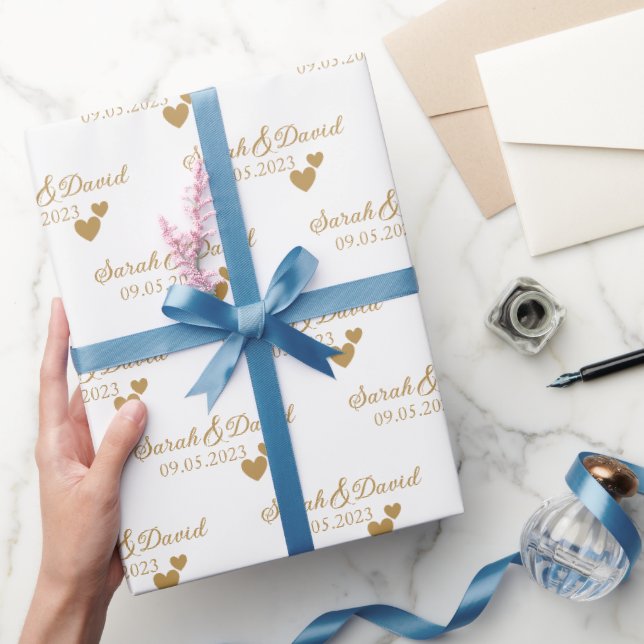 Personlig Bröllopsguldhjärtan Presentpapper (Gifting)