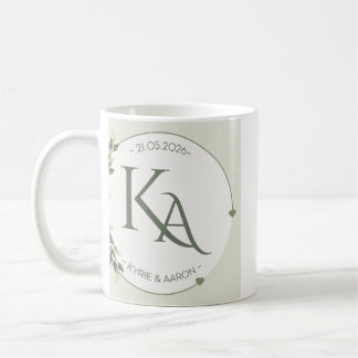 Personlig bröllopsmugg KA initialer & datum Kaffemugg