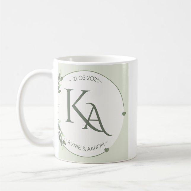 Personlig bröllopsmugg  KA initialer & datum   Kaffemugg (Vänster)