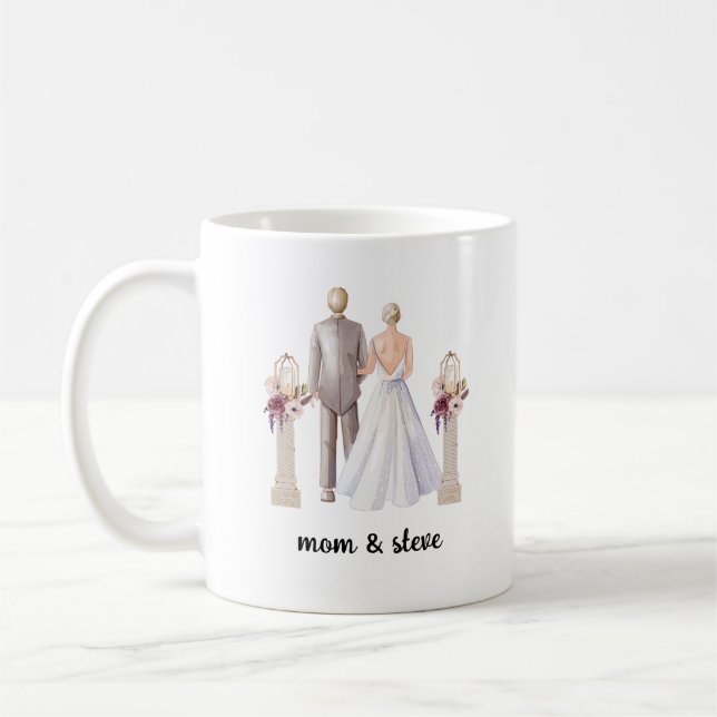 Personlig bröllopspresent till brudgummens mor kaffemugg (Vänster)
