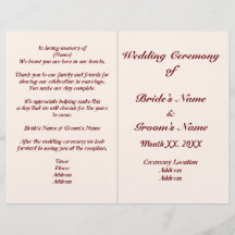 Personlig - Bröllopsprogram- och groomfälla