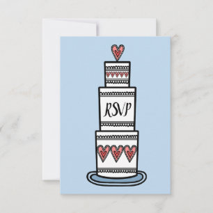 Personlig bröllopstårtillustration RSVP Inbjudningar