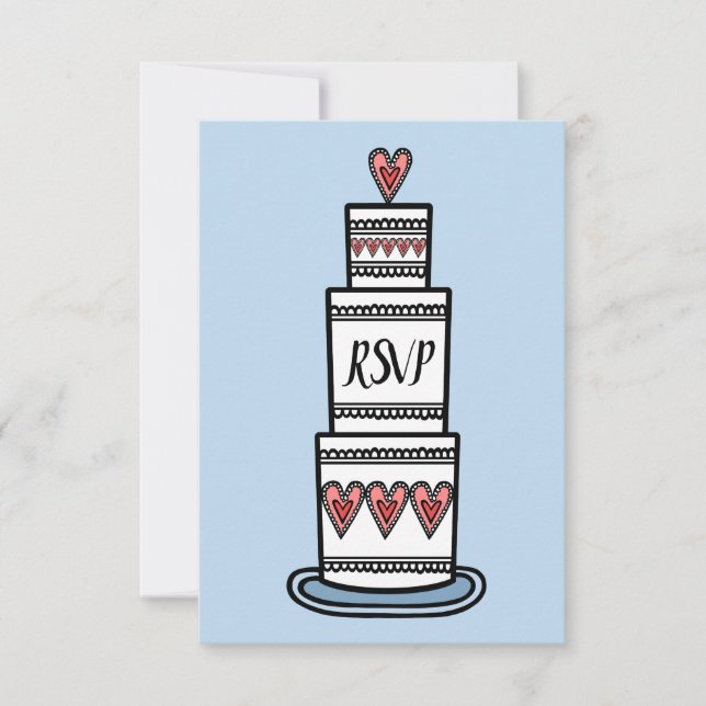 Personlig bröllopstårtillustration RSVP Inbjudningar (Framsida)